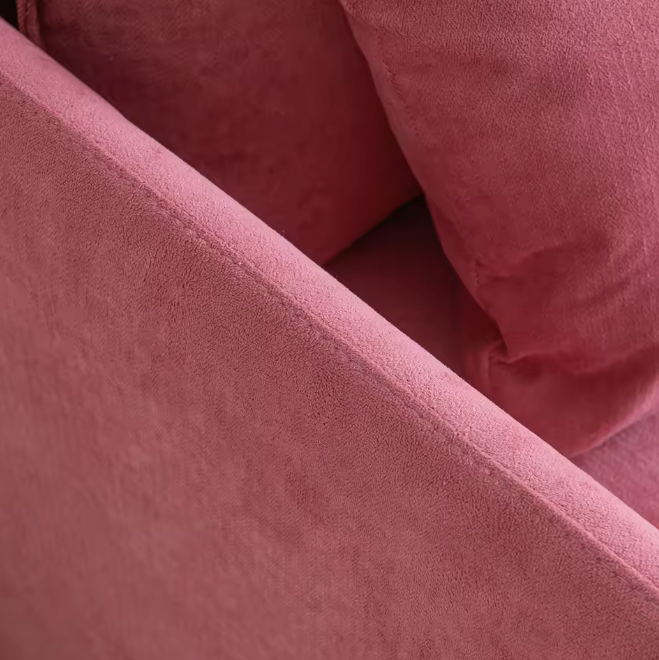 Gestoffeerde Stoel – Roze Linnen Fauteuil – Moderne Accentstoel met Kussen