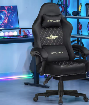 Gamingstoel met Verenkussen en Voetsteun – Ergonomisch & Ademend