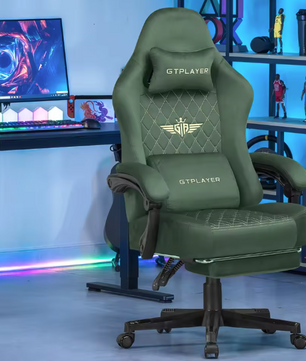 Gamingstoel met Verenkussen en Voetsteun – Ergonomisch & Ademend