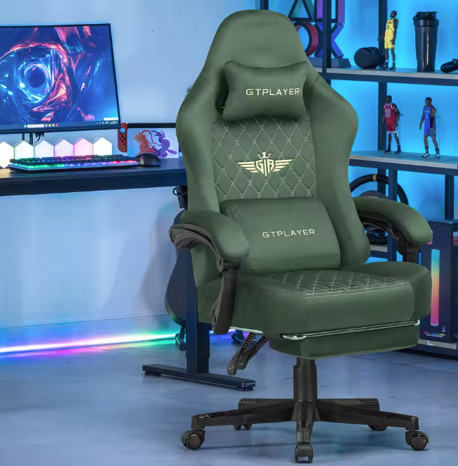 Gamingstoel met Verenkussen en Voetsteun – Ergonomisch & Ademend
