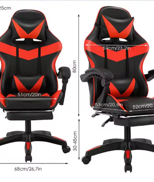 Ergonomische Gamingstoel – Bureaustoel in de kleur Zwart met Rood