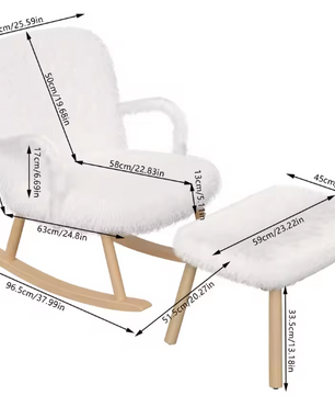 Schommelstoel van Teddystof met Poef – Ergonomisch & Comfort