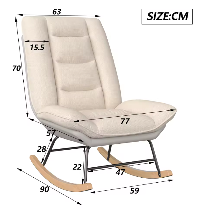 Verstelbare Schommelstoel – Gestoffeerd & Ergonomisch Comfort