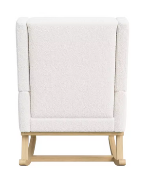Witte Schommelstoel met Zakken – Zachte Lamsfleece & Houten Onderstel, Comfortabel en Stijlvol