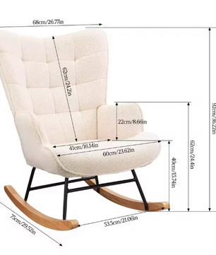 Beige Teddy Schommelstoel – Ergonomisch met Houten Onderstel