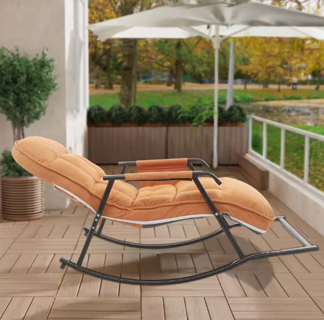 Verstelbare Schommelstoel – Comfortabel & Ergonomisch Ligstoel – Grijs of Oranje