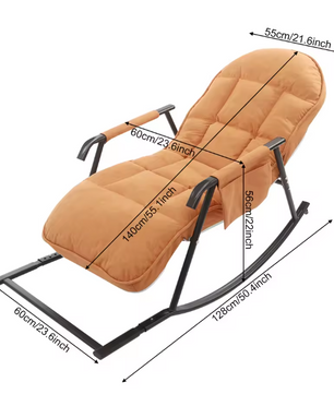 Verstelbare Schommelstoel – Comfortabel & Ergonomisch Ligstoel – Grijs of Oranje