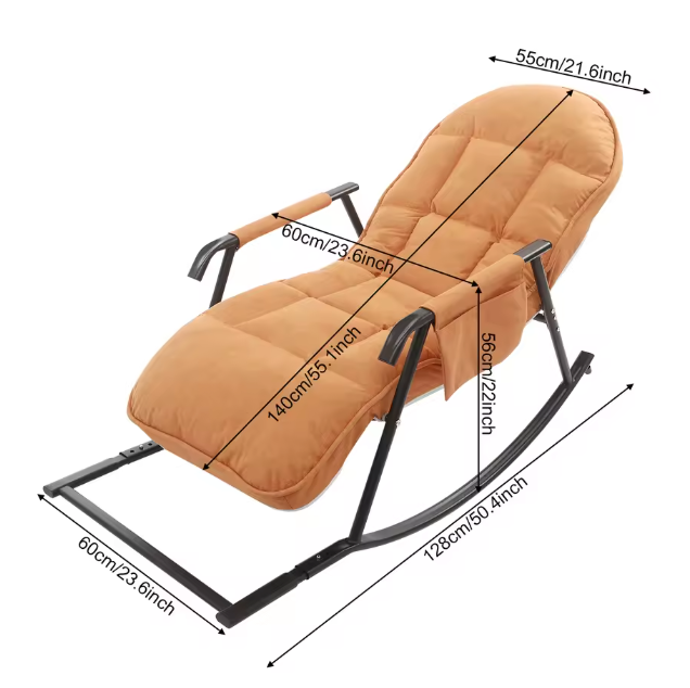 Verstelbare Schommelstoel – Comfortabel & Ergonomisch Ligstoel – Grijs of Oranje