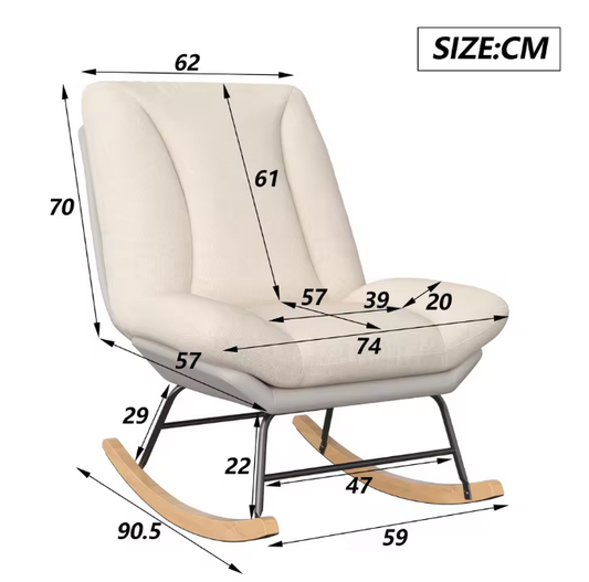 Schommelstoel met Hoge Rug – Katoen & Linnen, Comfortabel en Modern voor Woonkamer of Slaapkamer