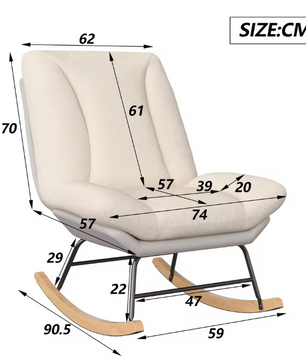 Schommelstoel met 5 Standen – Linnen Relaxstoel in Gebroken Wit