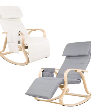 Schommelstoel met Voetsteun – Comfortabele Relaxfauteuil met Armleuningen voor Slaapkamer of Woonkamer