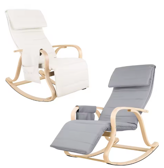 Schommelstoel met Voetsteun – Comfortabele Relaxfauteuil met Armleuningen voor Slaapkamer of Woonkamer