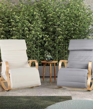 Schommelstoel met Voetsteun – Comfortabele Relaxfauteuil met Armleuningen voor Slaapkamer of Woonkamer