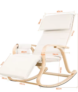 Schommelstoel met Voetsteun – Comfortabele Relaxfauteuil met Armleuningen voor Slaapkamer of Woonkamer