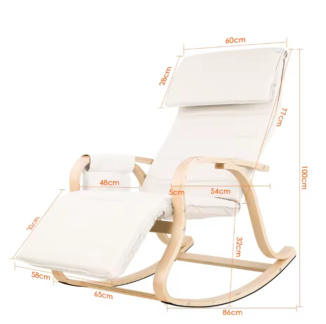 Schommelstoel met Voetsteun – Comfortabele Relaxfauteuil met Armleuningen voor Slaapkamer of Woonkamer