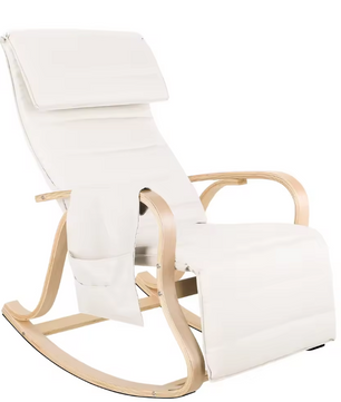 Schommelstoel met Voetsteun – Comfortabele Relaxfauteuil met Armleuningen voor Slaapkamer of Woonkamer