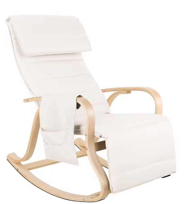 Schommelstoel met Voetsteun – Comfortabele Relaxfauteuil met Armleuningen voor Slaapkamer of Woonkamer