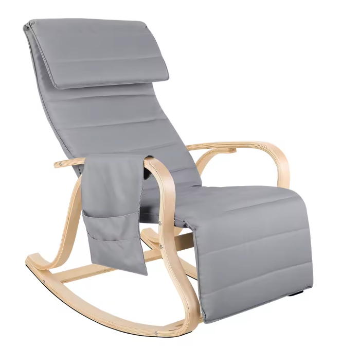 Schommelstoel met Voetsteun – Comfortabele Relaxfauteuil met Armleuningen voor Slaapkamer of Woonkamer