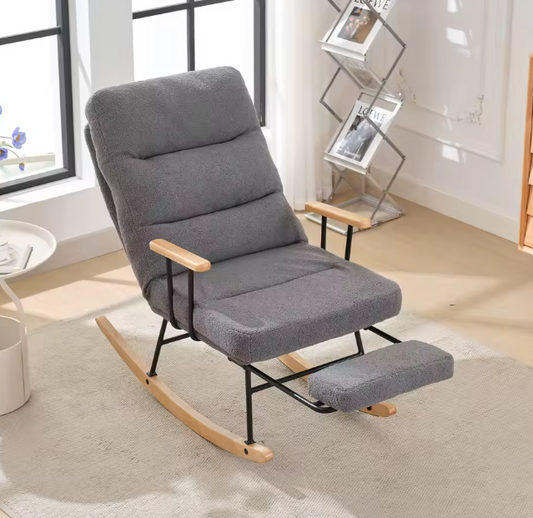 Ergonomische Schommelstoel met Handmatige Voetsteun – Ligstoel met Zwaartekrachteffect voor Woonkamer of Slaapkamer