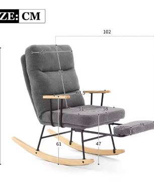 Ergonomische Schommelstoel met Handmatige Voetsteun – Ligstoel met Zwaartekrachteffect voor Woonkamer of Slaapkamer