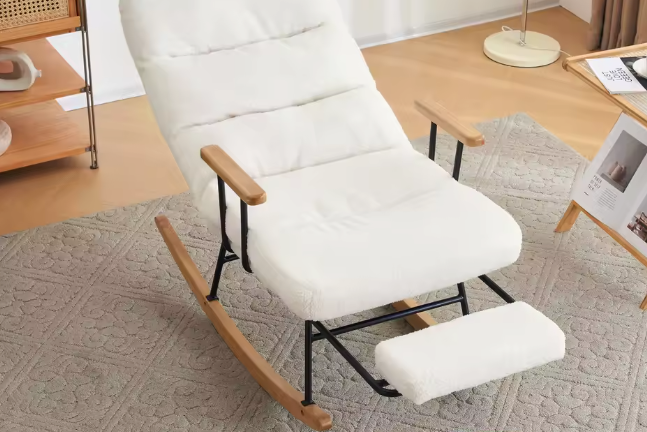 Ergonomische Schommelstoel met Handmatige Voetsteun – Ligstoel met Zwaartekrachteffect voor Woonkamer of Slaapkamer