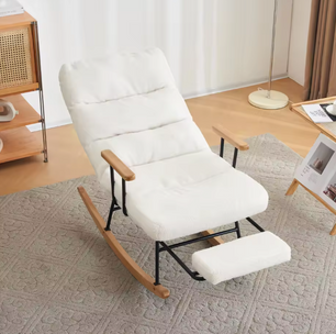 Ergonomische Schommelstoel met Handmatige Voetsteun – Ligstoel met Zwaartekrachteffect voor Woonkamer of Slaapkamer