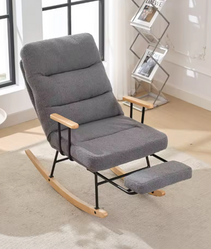 Ergonomische Schommelstoel met Handmatige Voetsteun – Ligstoel met Zwaartekrachteffect voor Woonkamer of Slaapkamer