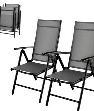 2 Opvouwbare Terrasstoelen – Verstelbaar Aluminium 120 kg