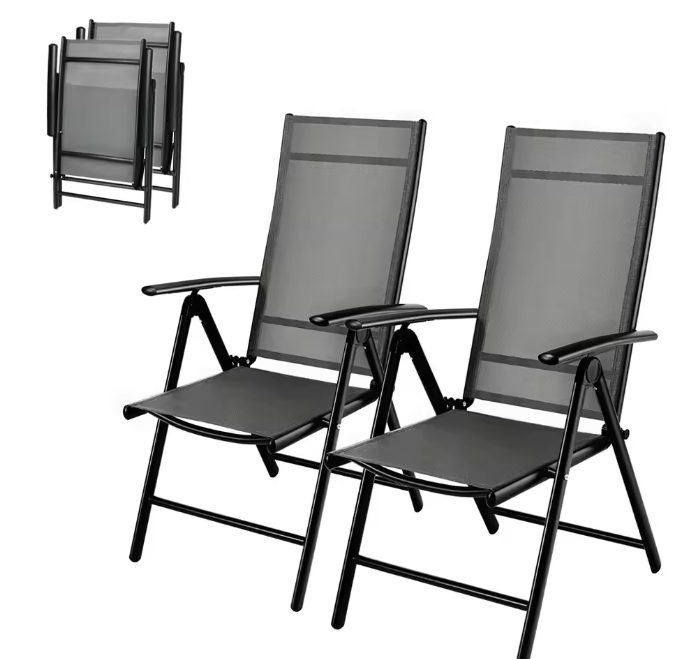 2 Opvouwbare Terrasstoelen – Verstelbaar Aluminium 120 kg