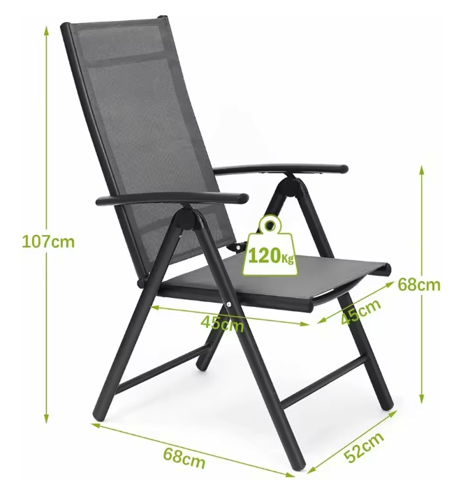 2 Opvouwbare Terrasstoelen – Verstelbaar Aluminium 120 kg