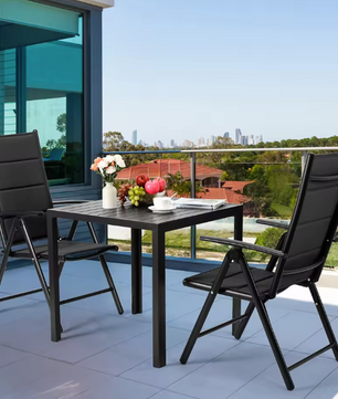 Set van 2 Opvouwbare Tuinstoelen – Aluminium & Textileen, 7-Voudig Verstelbaar