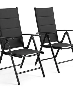 Set van 2 Opvouwbare Tuinstoelen – Aluminium & Textileen, 7-Voudig Verstelbaar
