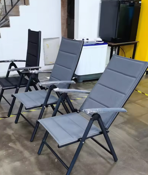 Set van 2 Opvouwbare Tuinstoelen – Aluminium & Textileen, 7-Voudig Verstelbaar