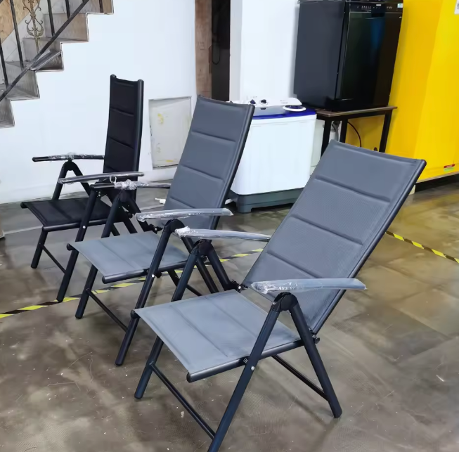 Set van 2 Opvouwbare Tuinstoelen – Aluminium & Textileen, 7-Voudig Verstelbaar