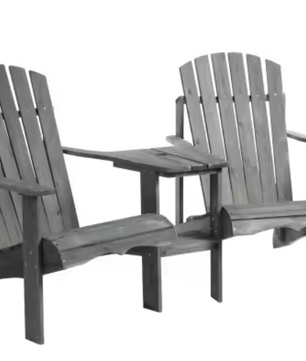 Tweepersoons Tuinstoel met Tafel – Gelakt Dennenhout Zitgroep met Parasolgat