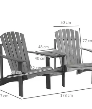 Tweepersoons Tuinstoel met Tafel – Gelakt Dennenhout Zitgroep met Parasolgat