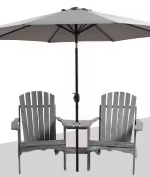 Tweepersoons Tuinstoel met Tafel – Gelakt Dennenhout Zitgroep met Parasolgat