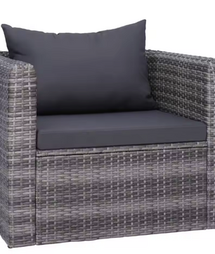 Wicker Tuinstoel Grijs – Rotan look met wasbare kussens