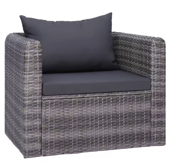 Wicker Tuinstoel Grijs – Rotan look met wasbare kussens