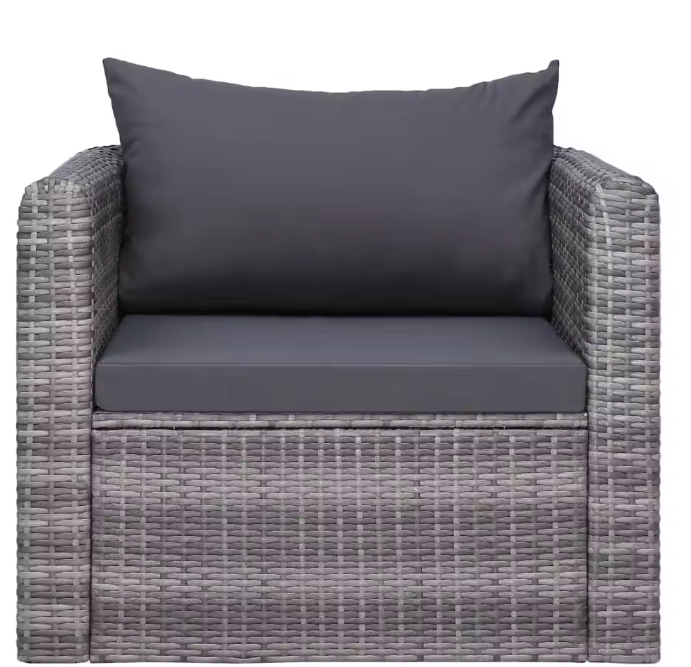 Wicker Tuinstoel Grijs – Rotan look met wasbare kussens