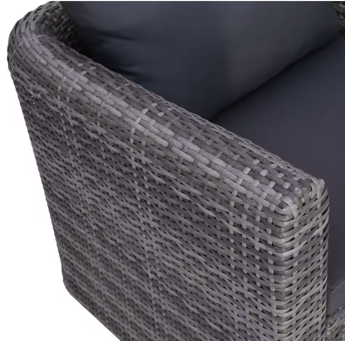 Wicker Tuinstoel Grijs – Rotan look met wasbare kussens