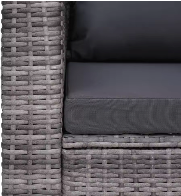 Wicker Tuinstoel Grijs – Rotan look met wasbare kussens