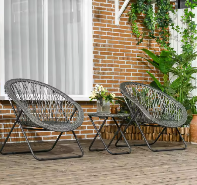 Balkonset met Tafel – 3-delige Tuinmeubelset Rotan