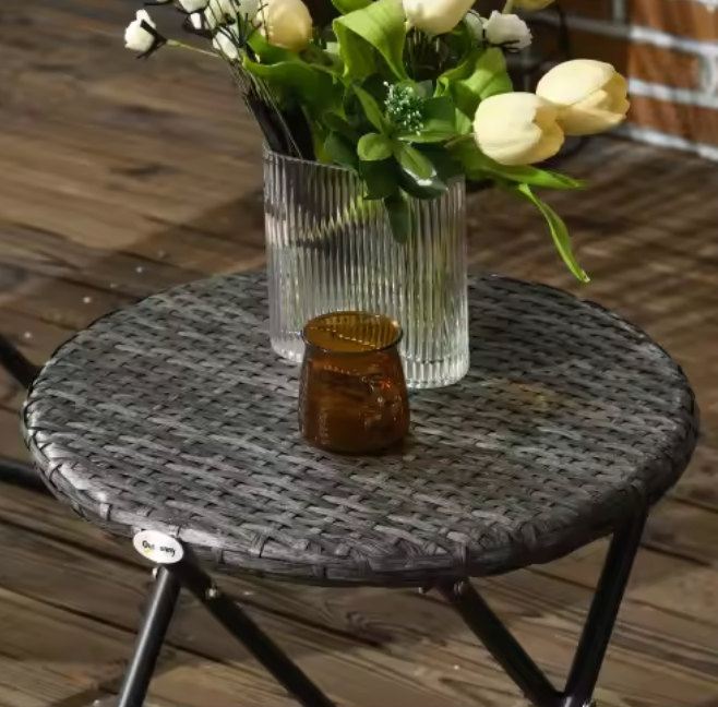 Balkonset met Tafel – 3-delige Tuinmeubelset Rotan