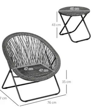 Balkonset met Tafel – 3-delige Tuinmeubelset Rotan