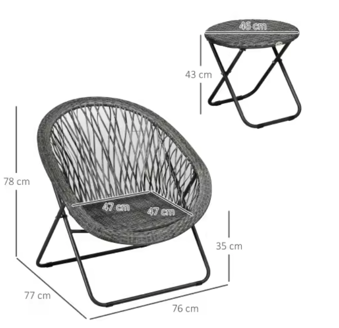 Balkonset met Tafel – 3-delige Tuinmeubelset Rotan