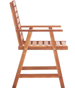 Set van 3 Acaciahouten Tuinstoelen met Rode Kussens – Waterbestendig