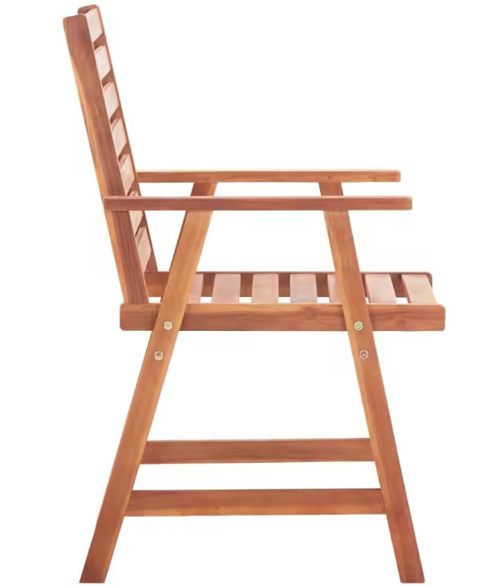 Set van 3 Acaciahouten Tuinstoelen met Rode Kussens – Waterbestendig