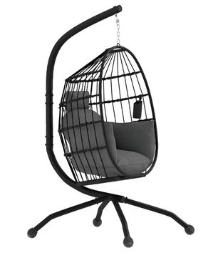 Hangstoel Ei met Standaard – Opvouwbare Mand & Kussenset 120 × 88 × 192 cm