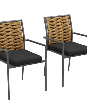 Set van 2 Zwarte Tuinstoelen – Stapelbaar & Weerbestendig